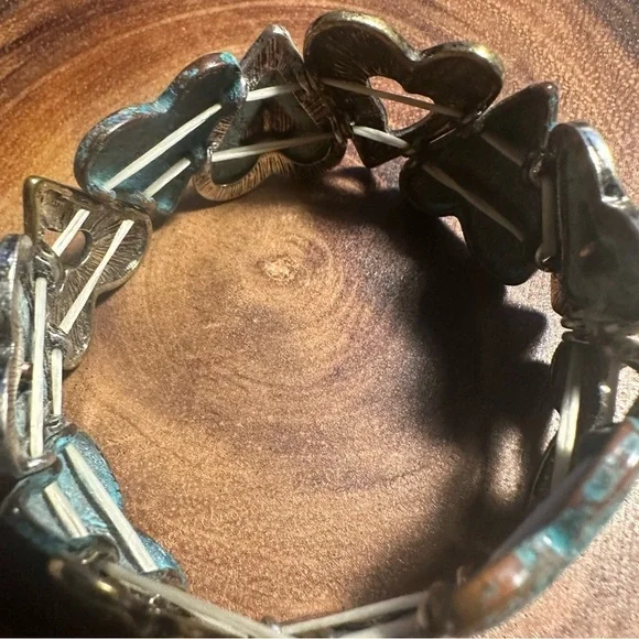 Vintage Live Laugh Love Inspirational Heart Bracelet Turquoise Gold Copper - Picture 6 of 7